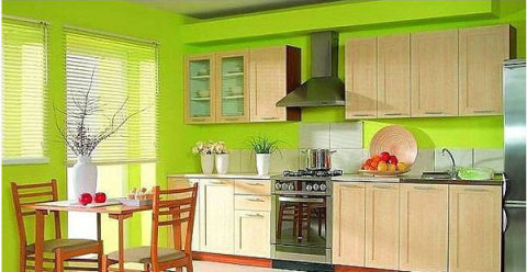 Vert lime dans les murs de la cuisine